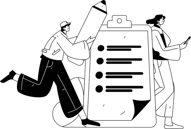 Garçon avec commentaires clients  Illustration
