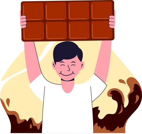 Garçon avec du chocolat  Illustration