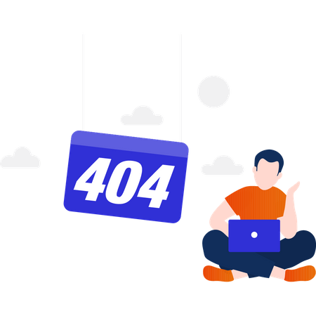 Garçon avec écran d'erreur 404  Illustration