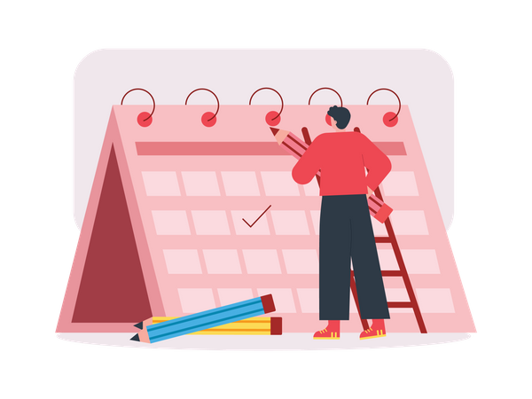 Garçon avec calendrier marketing  Illustration