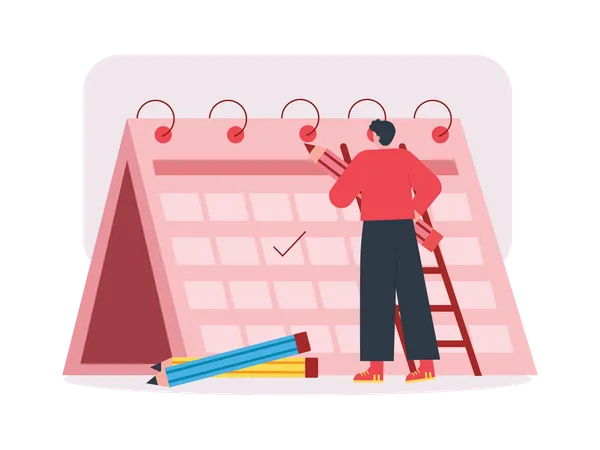 Garçon avec calendrier marketing  Illustration