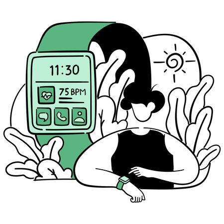 Garçon avec interface smartwatch  Illustration