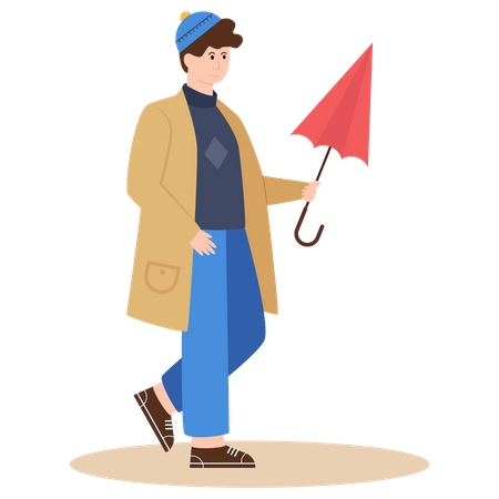 Garçon avec parapluie  Illustration