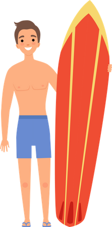 Garçon avec planche de surf  Illustration