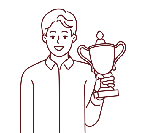 Garçon avec trophée gagnant  Illustration