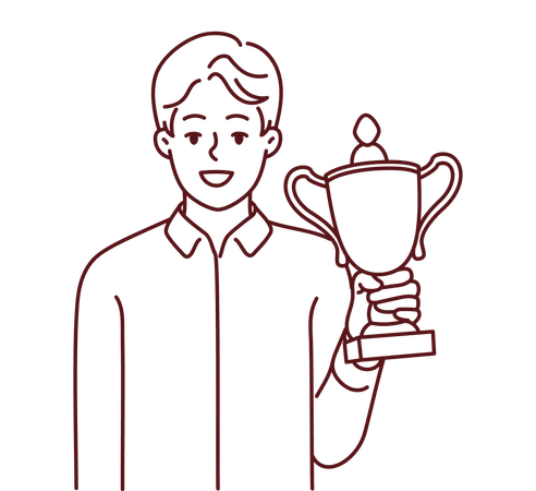 Garçon avec trophée gagnant  Illustration