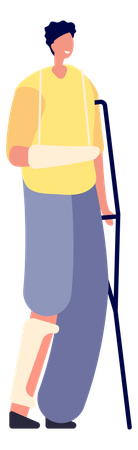 Garçon avec une jambe blessée Illustration