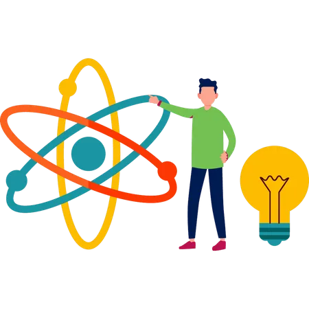 Un garçon qui a de nouvelles idées sur la structure chimique  Illustration