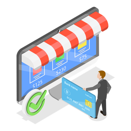 Garçon ayant plusieurs options de paiement  Illustration