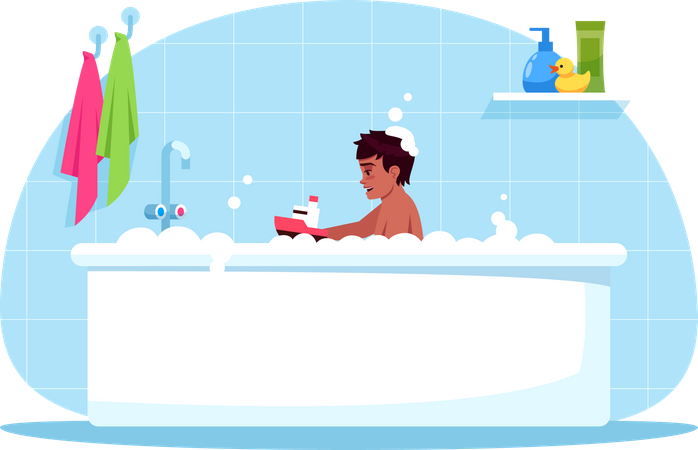 L'heure du bain pour un garçon  Illustration