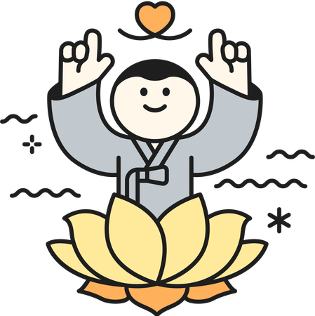 Garçon bouddhiste avec Lotus  Illustration