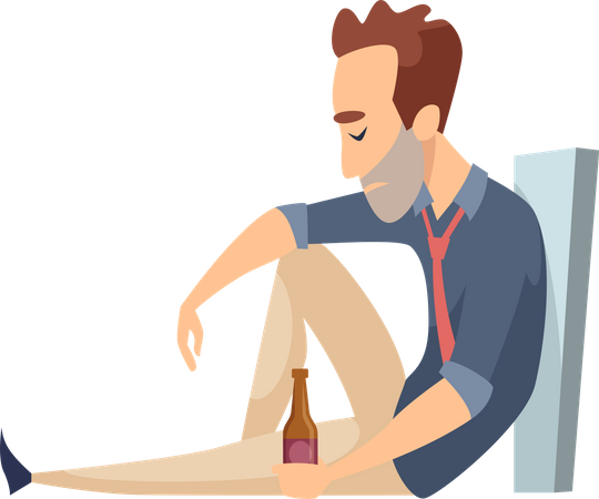 Garçon buvant de l'alcool  Illustration