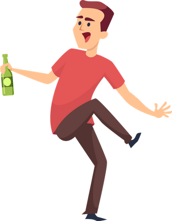 Garçon buvant de l'alcool  Illustration