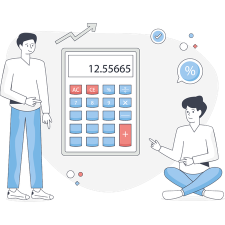 Garçon calculant le bénéfice de l'entreprise  Illustration