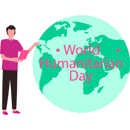 Garçon célébrant la Journée humanitaire  Illustration