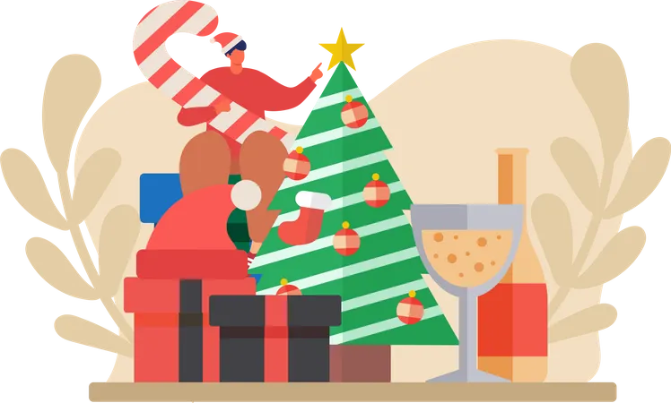 Garçon célébrant Noël  Illustration