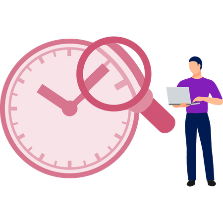 Garçon cherchant quelque chose sur l'horloge  Illustration