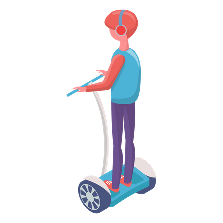 Garçon conduisant un scooter électrique  Illustration