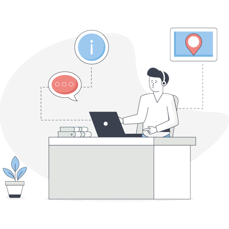 Garçon consultant un client  Illustration