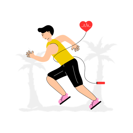 Un garçon court un marathon pour un cœur en bonne santé  Illustration