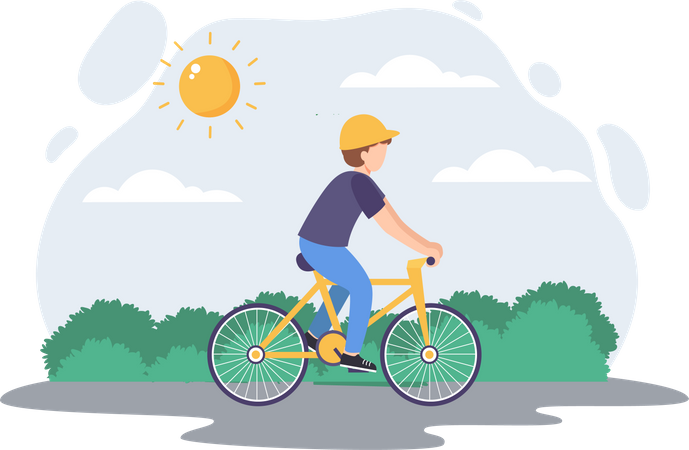 Garçon à vélo  Illustration