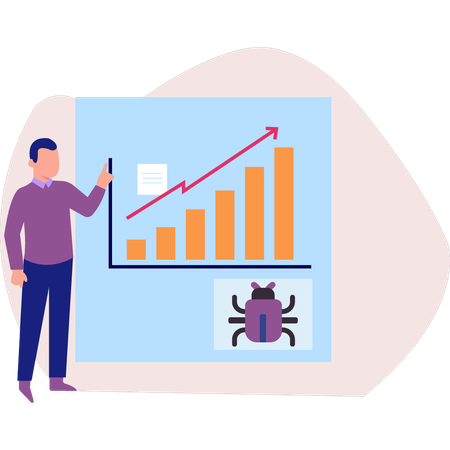 Garçon debout à côté d'un graphique d'entreprise  Illustration