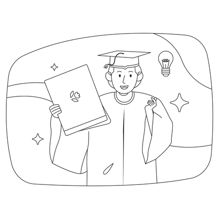 Garçon diplômé avec diplôme  Illustration