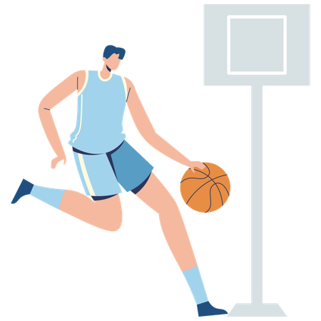 Garçon dribblant au basket  Illustration