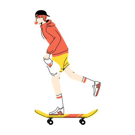 Garçon élégant faisant du skateboard  Illustration