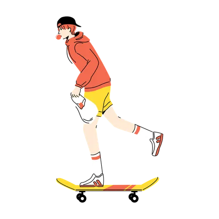 Garçon élégant faisant du skateboard  Illustration