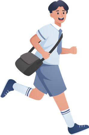Garçon étudiant va à l'école  Illustration