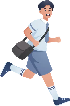 Garçon étudiant va à l'école  Illustration