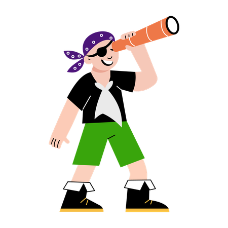 Garçon portant un costume de pirate  Illustration