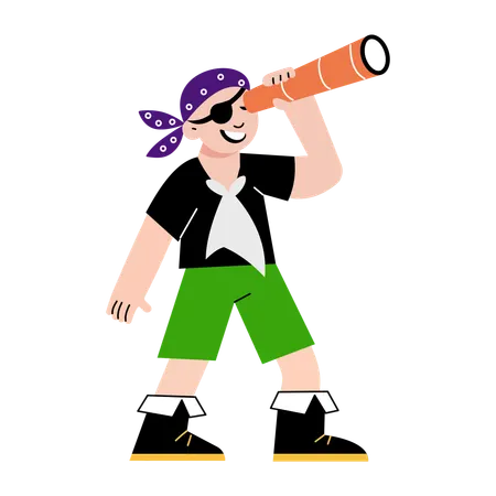 Garçon portant un costume de pirate  Illustration