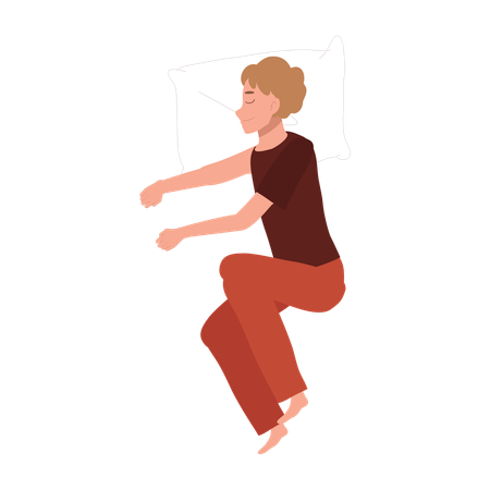 Garçon en pyjama profitant d'une nuit de sommeil paisible  Illustration