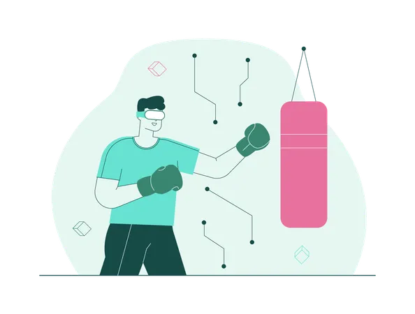 Un garçon s'entraîne à la boxe grâce à la réalité virtuelle  Illustration