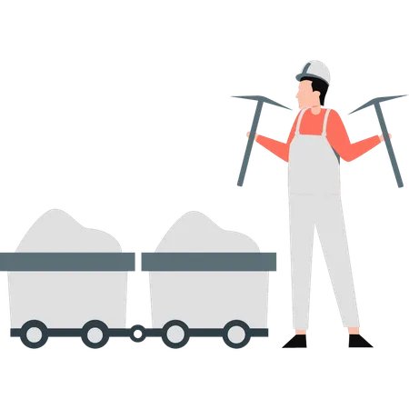 Garçon faisant des travaux de construction  Illustration