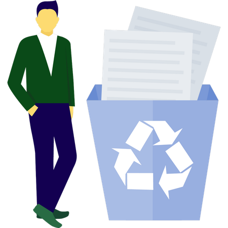 Garçon faisant du recyclage, données officielles  Illustration