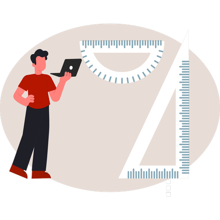 Garçon en train de résoudre un problème de mathématiques  Illustration