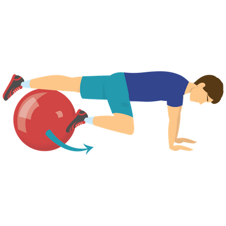 Entraînement de garçon avec ballon de gym  Illustration