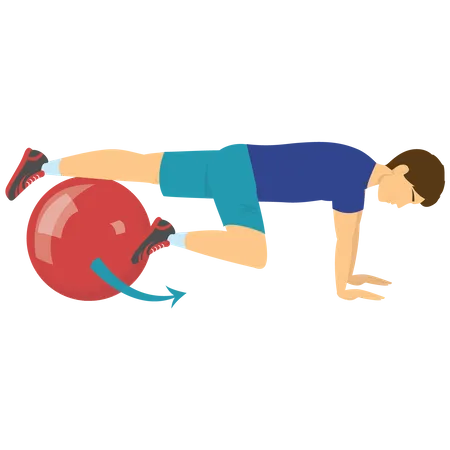 Entraînement de garçon avec ballon de gym  Illustration