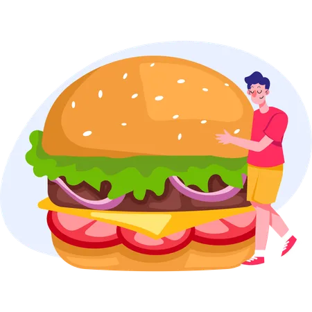 Garçon en manque de burger  Illustration