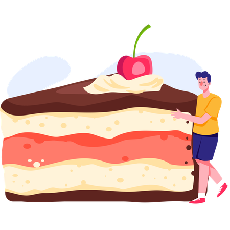 Garçon en manque de gâteau du désert  Illustration