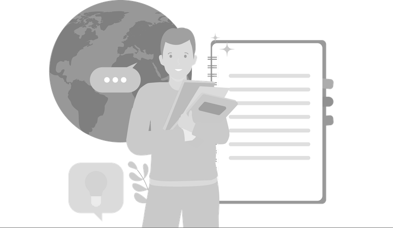 Un garçon envisage d'étudier à l'étranger  Illustration