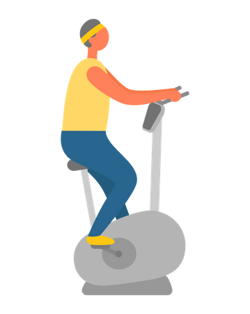 Garçon équitation cycle de gym  Illustration