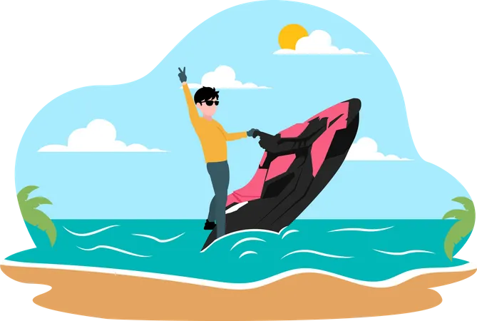 Garçon faisant du jet ski  Illustration