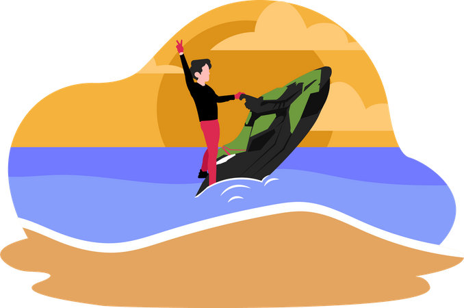 Garçon faisant du jet ski  Illustration