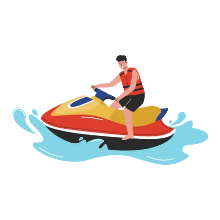 Garçon équitation Jetski  Illustration