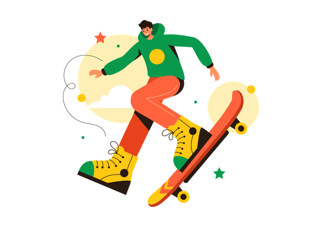 Garçon faisant du skateboard  Illustration