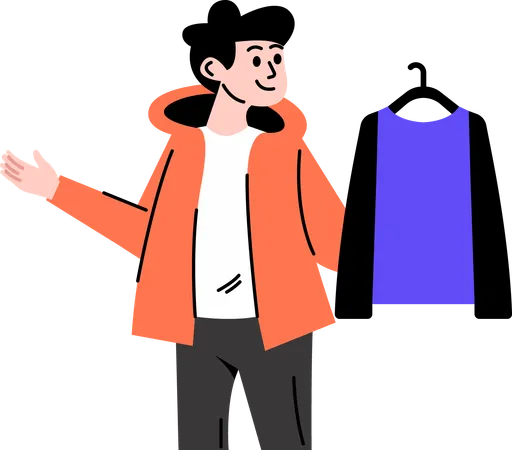 Garçon essayant des vêtements  Illustration